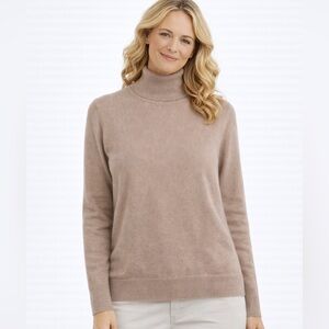 $350 Neiman Marcus Cashmere Collection Turtleneck Sweater in Taupe 2X NWT